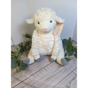 First Impressions White Ivory Lamb Sheep Corduroy Gray Plush Toy 12” Super Soft